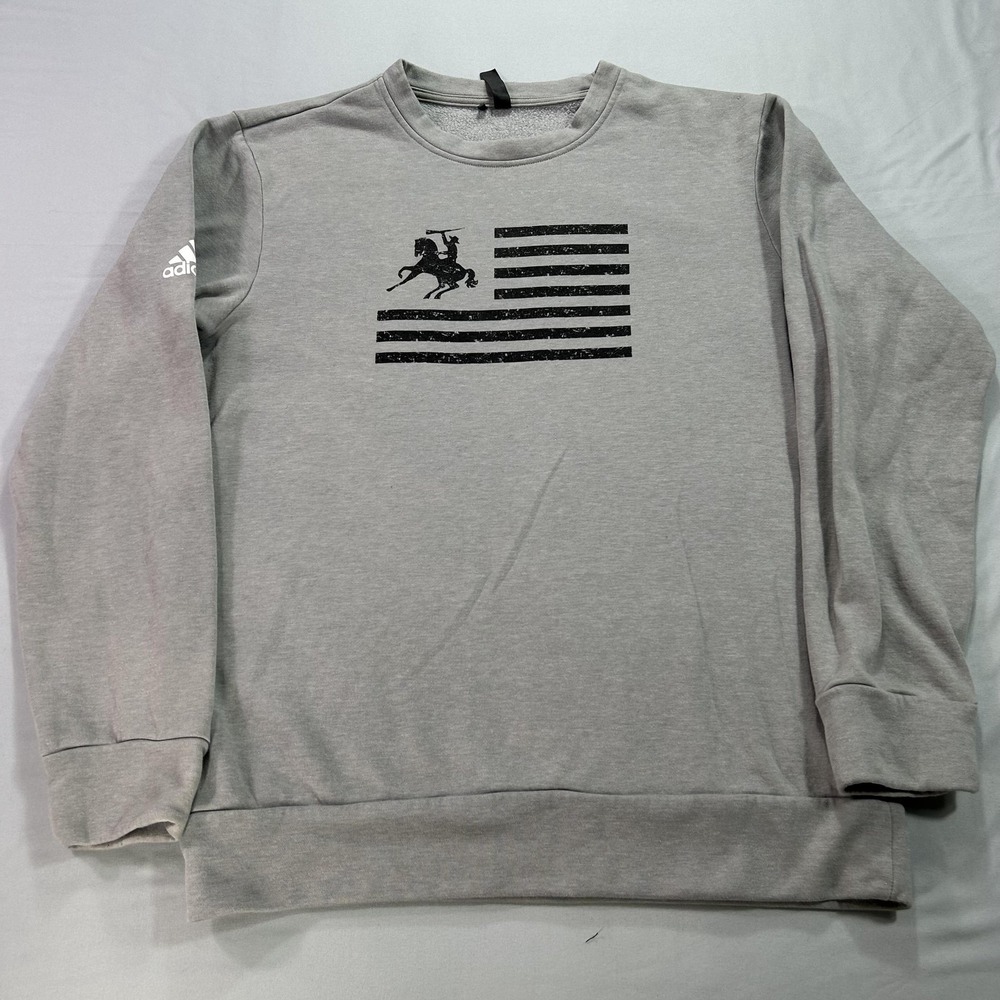 Adidas Crewneck Sweatshirt Mens Medium Gray Polo Horse Cowboy USA Pullover